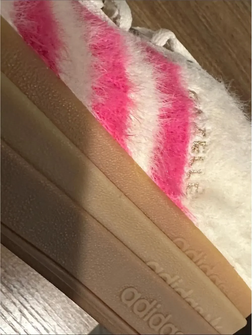adidas Women’s Cream Sneakers with Pink Stripes - Furry Gazelle Style - Picture 5 of 5